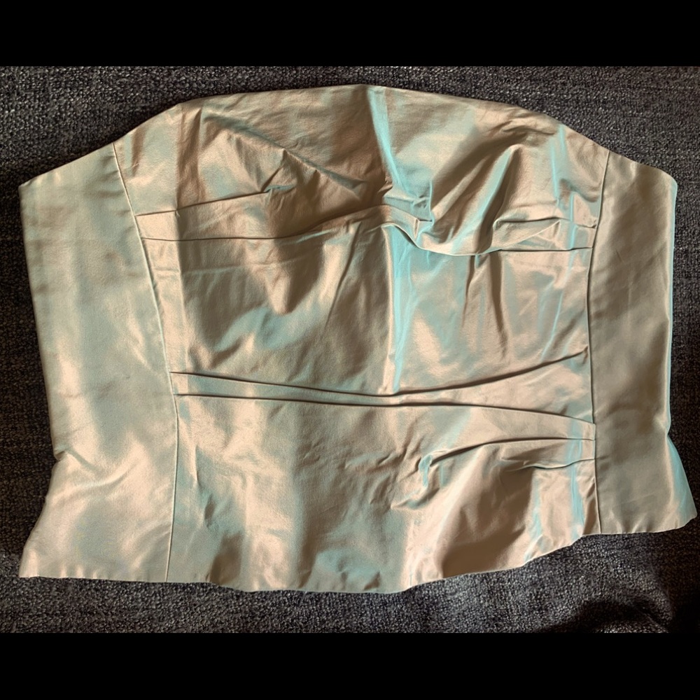 Gorgeous vintage silk 90s y2K iridescent strapless bustier corset top sz 14 prom